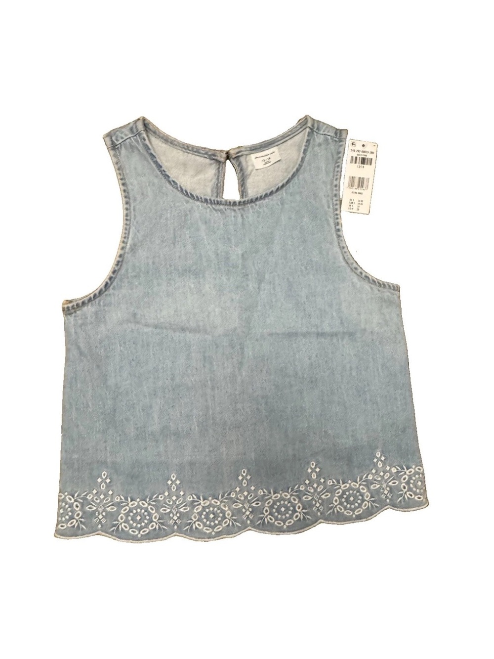 Abercrombie & Fitch Light Blue Embroidered Denim Tank Top